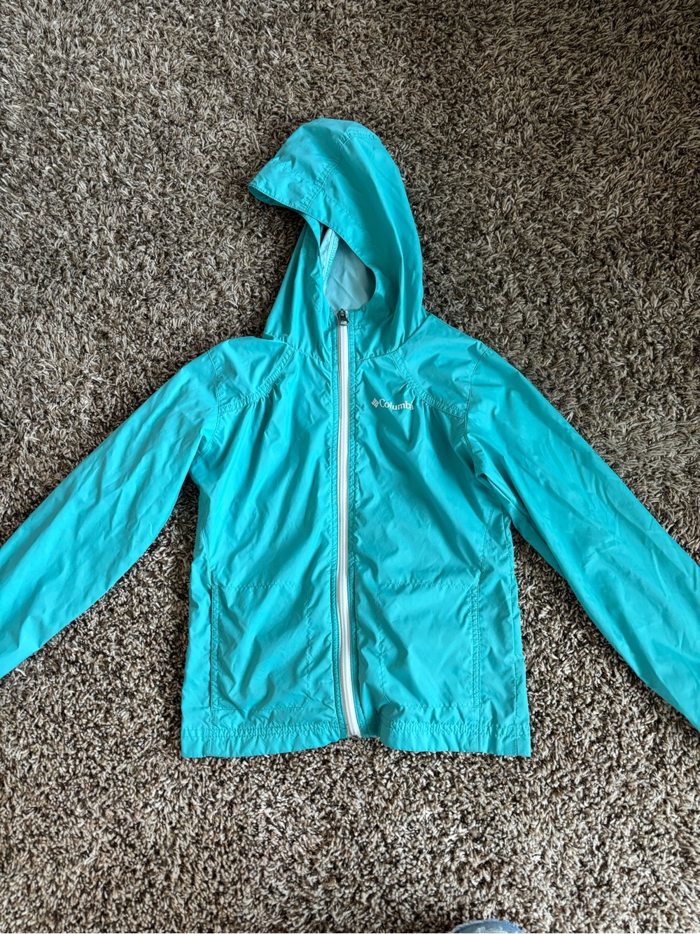 Columbia Kids Teal Hooded Rain Jacket
